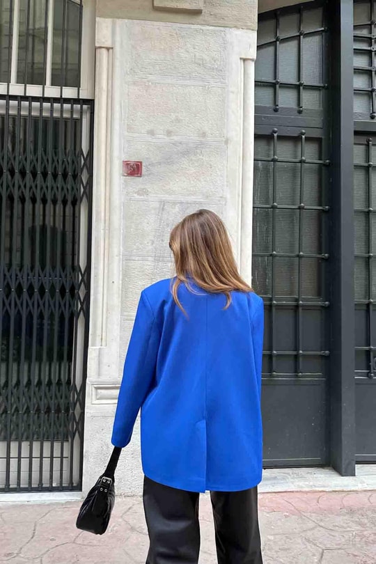 Oversize Blazer Ceket Saks Mavisi