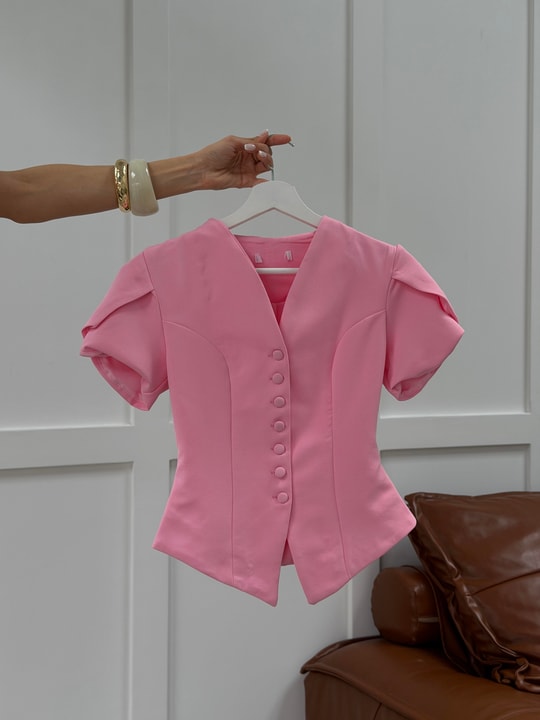 Prenses Kol Ceket Pembe