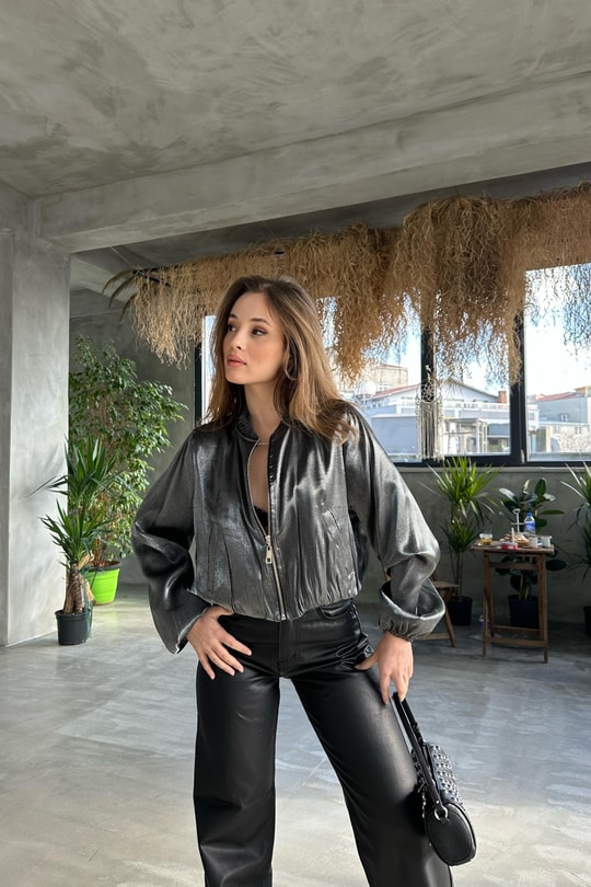Relax Hologram Bomber Ceket Antrasit