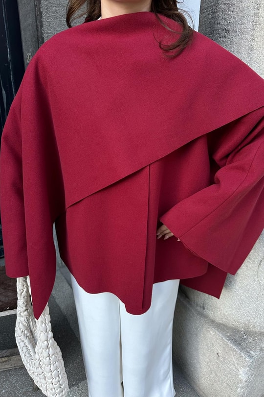 Shıl Şal Yaka Ceket Bordo