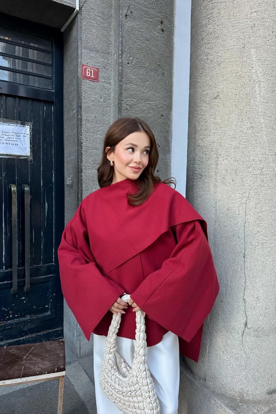 Shıl Şal Yaka Ceket Bordo