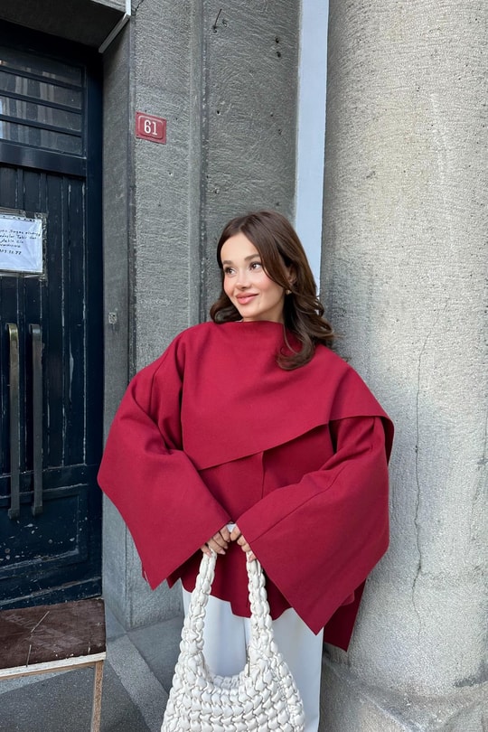 Shıl Şal Yaka Ceket Bordo