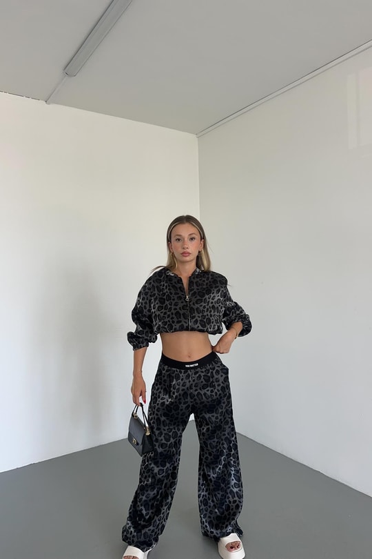 Shine Leopar Bomber Siyah
