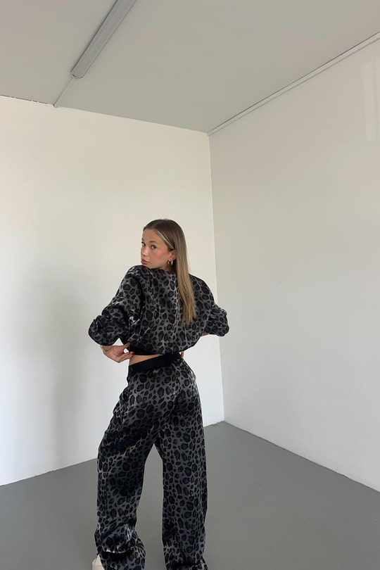 Shine Leopar Bomber Siyah