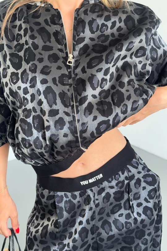 Shine Leopar Bomber Siyah