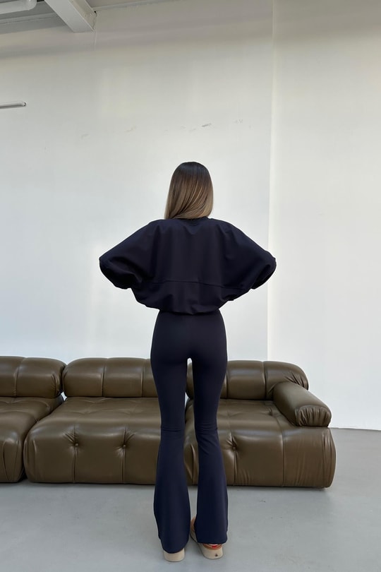 Stitching Bomber Ceket Lacivert