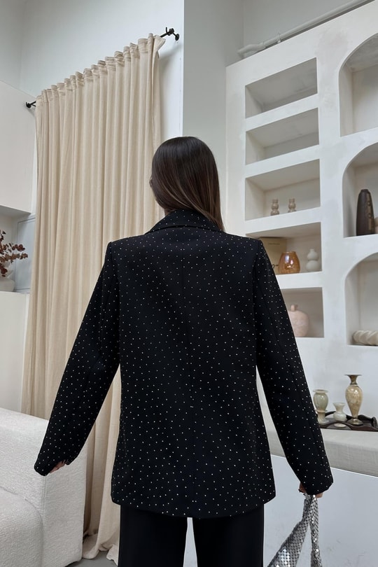 Taşlı Blazer Ceket Siyah