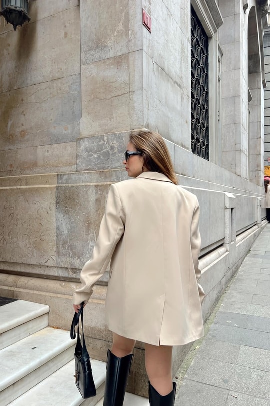 Tek Düğme Blazer Ceket Bej