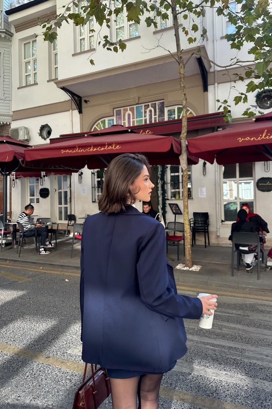 Tek Düğme Blazer Ceket Lacivert