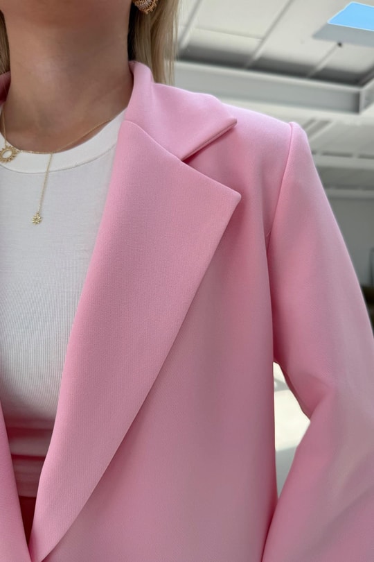 Tek Düğme Blazer Ceket Pembe
