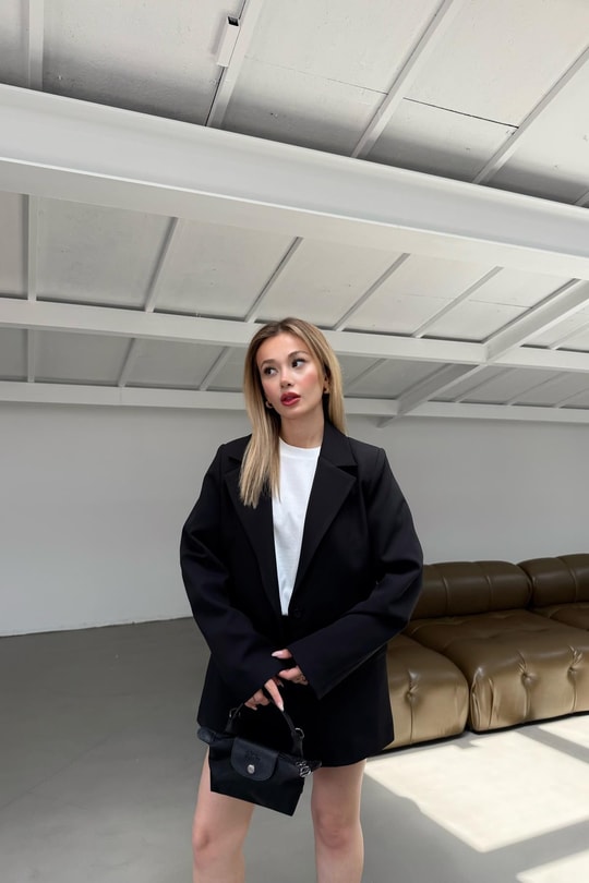 Tek Düğme Blazer Ceket Siyah
