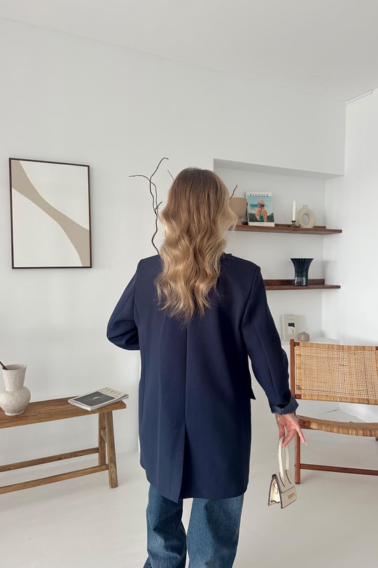 Tek Düğmeli Blazer Lacivert