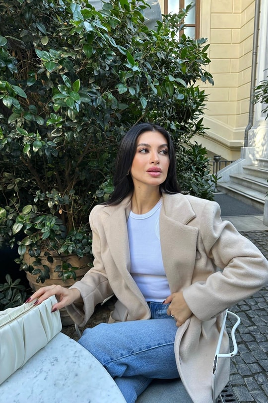 Trend Kaşe Blazer Ceket Bej