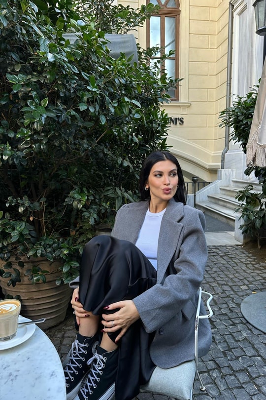 Trend Kaşe Blazer Ceket Gri