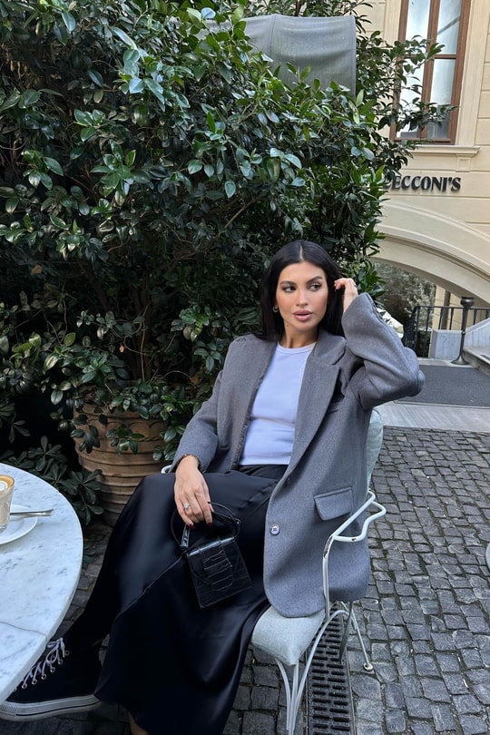 Trend Kaşe Blazer Ceket Gri