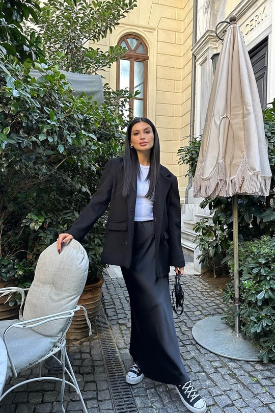 Trend Kaşe Blazer Ceket Siyah