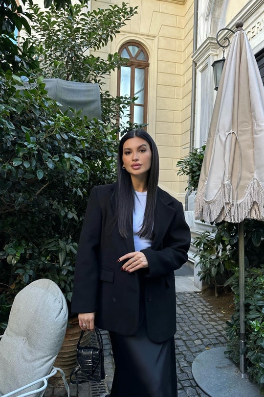 Trend Kaşe Blazer Ceket Siyah