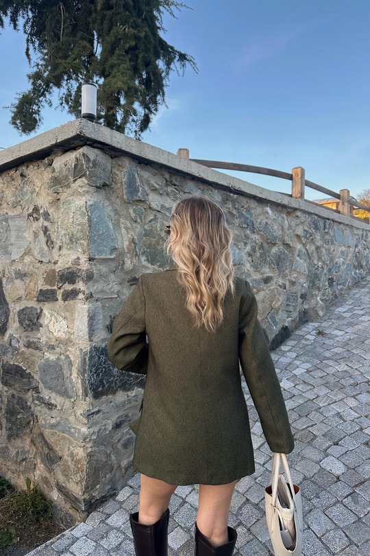 Yün Efekt Blazer Ceket Haki