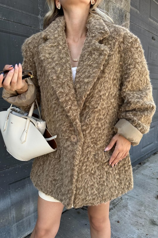 Yün Oversize Blazer Ceket Camel