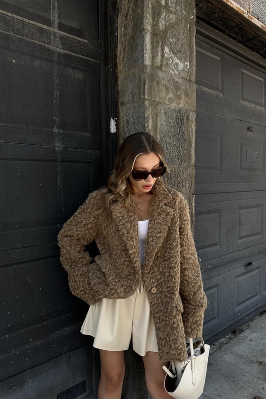 Yün Oversize Blazer Ceket Camel