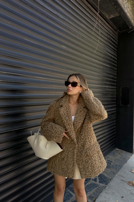 Yün Oversize Blazer Ceket Camel