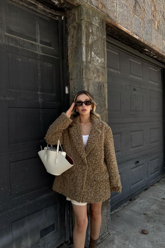 Yün Oversize Blazer Ceket Camel