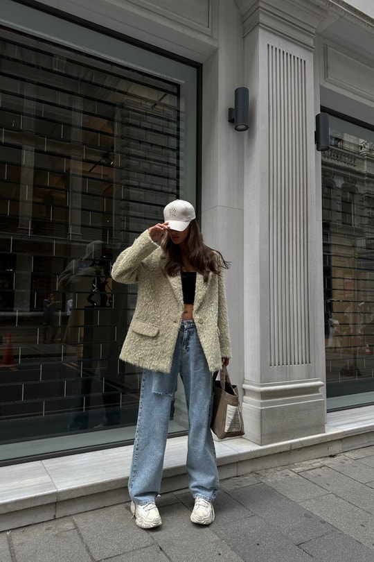 Yün Oversize Blazer Ceket Mint
