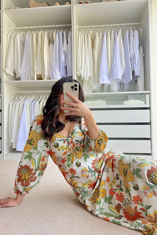Ön Büzgülü Sunflower Elbise Turuncu