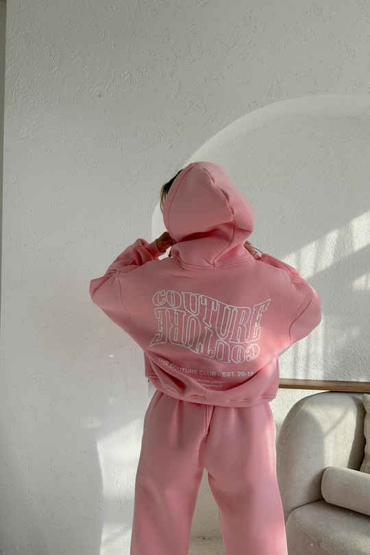 Couture Baskılı Eşofman Takım Pembe