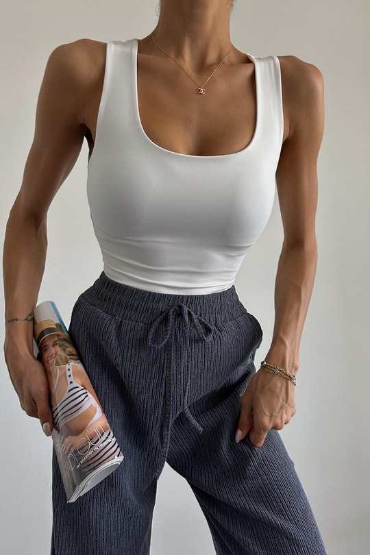 Halter Yaka Basic Atlet Beyaz