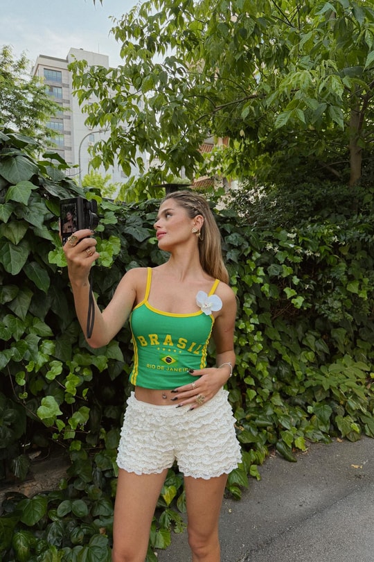 Lisanslı Crop Forma Brazil Yeşil