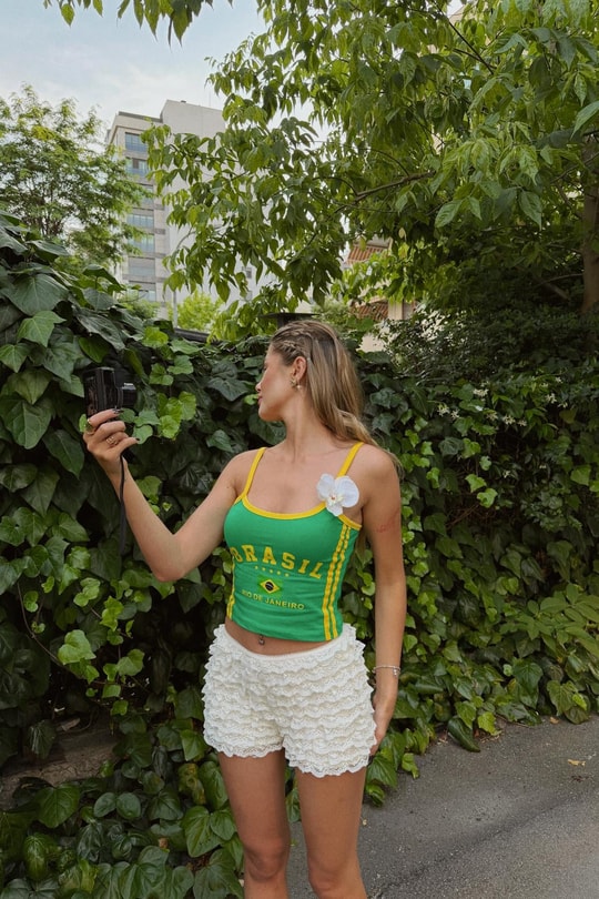 Lisanslı Crop Forma Brazil Yeşil