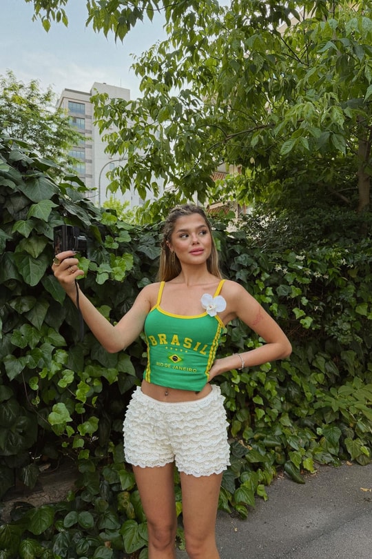 Lisanslı Crop Forma Brazil Yeşil