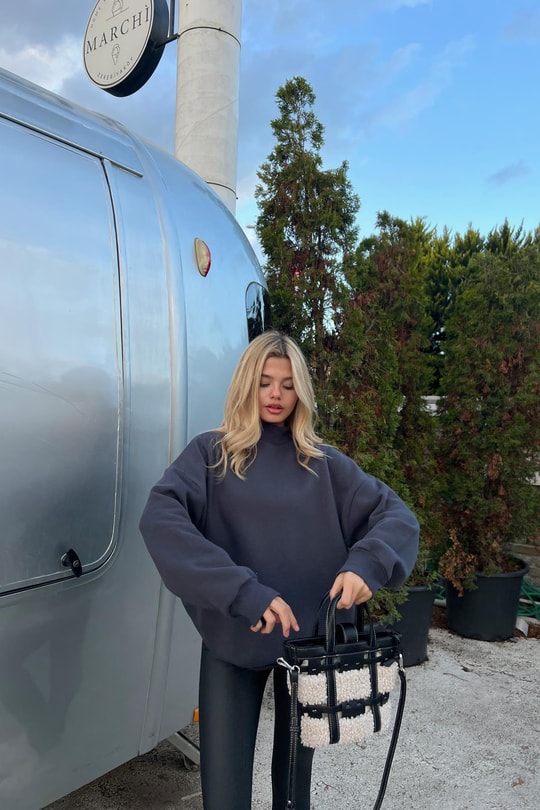 Dik Yaka Basic Sweatshirt Antrasit