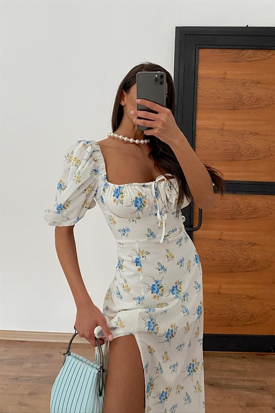 Baret Detay Spring Elbise Beyaz