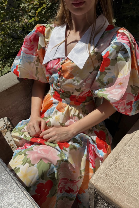 Bebe Yaka Spring Elbise Oranj