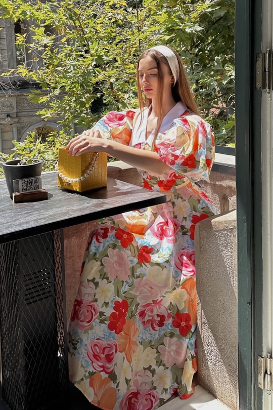 Bebe Yaka Spring Elbise Oranj