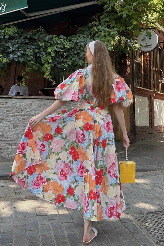 Bebe Yaka Spring Elbise Oranj