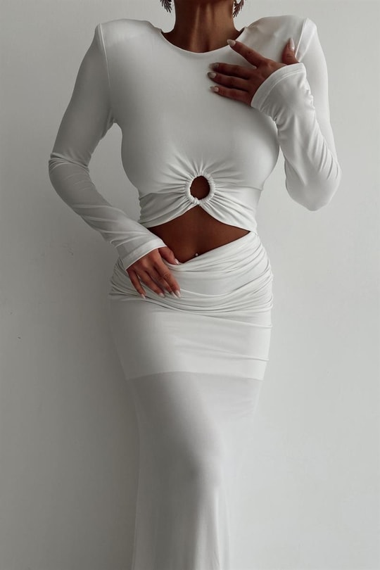 Cut Out Helene Elbise Beyaz