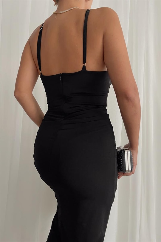 Drape Angelina Elbise Siyah
