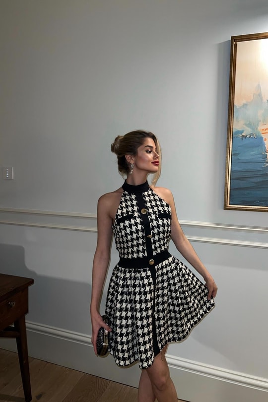 Elegant Tüvit Elbise Siyah