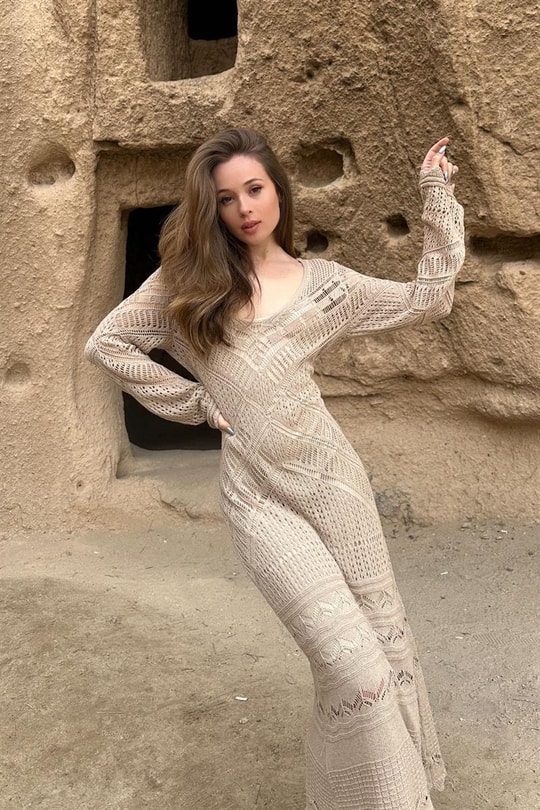 İç Astarlı Darlin Triko Elbise Bej