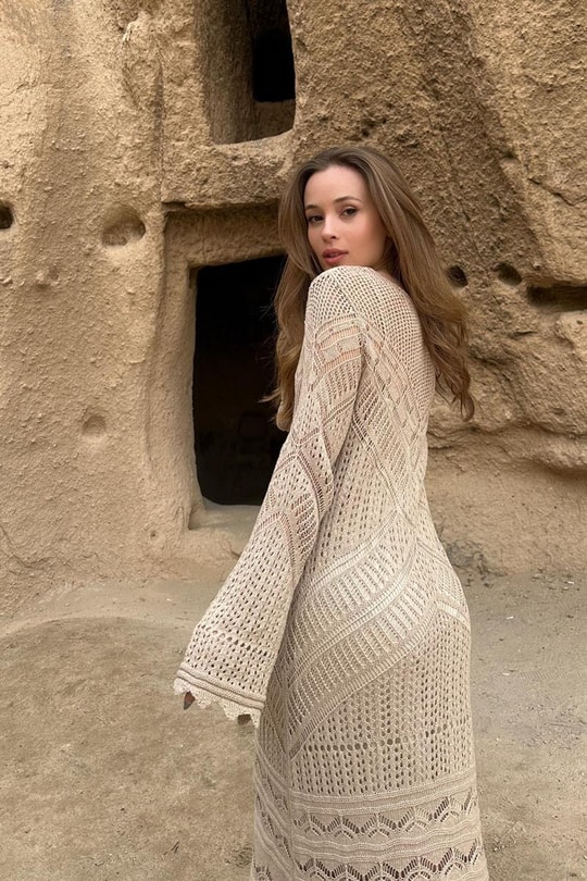 İç Astarlı Darlin Triko Elbise Bej