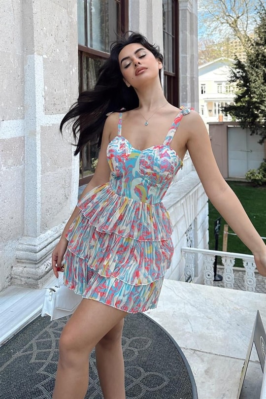 Kat Kat Wave Elbise Nar Çiçeği