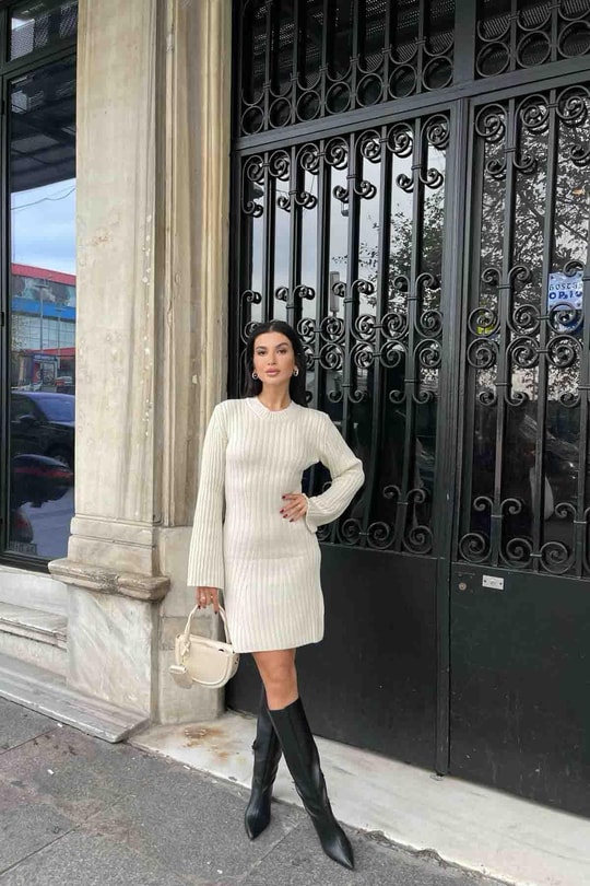 Knıtwear Triko Elbise Taş