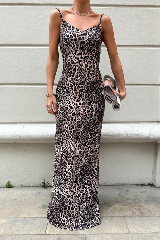 Leopar Askılı Maxi Elbise LEOPAR DESEN