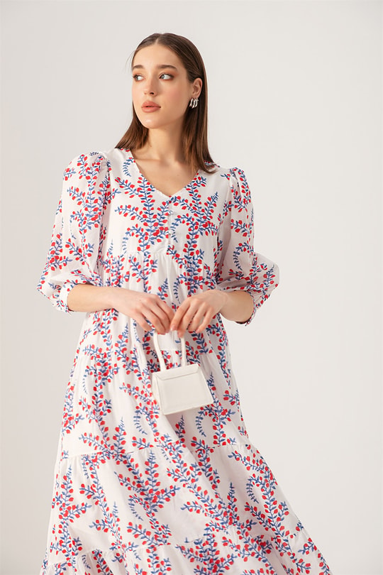 Cherry Poplin Elbise Beyaz