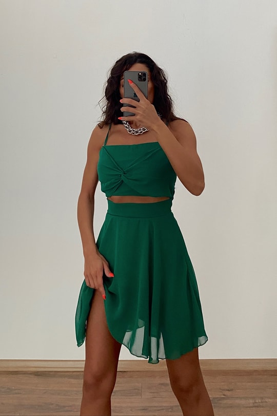 Cut Out Leia Elbise Yeşil