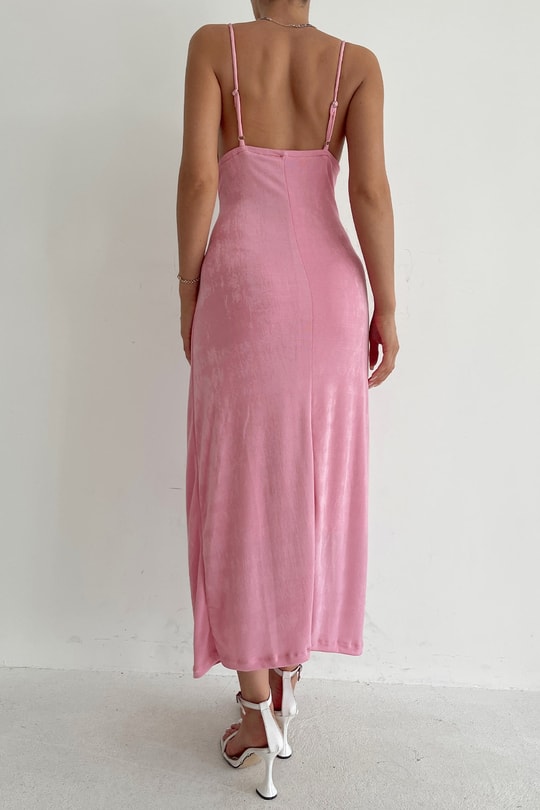 Degaje Yaka Daniela Elbise Pembe