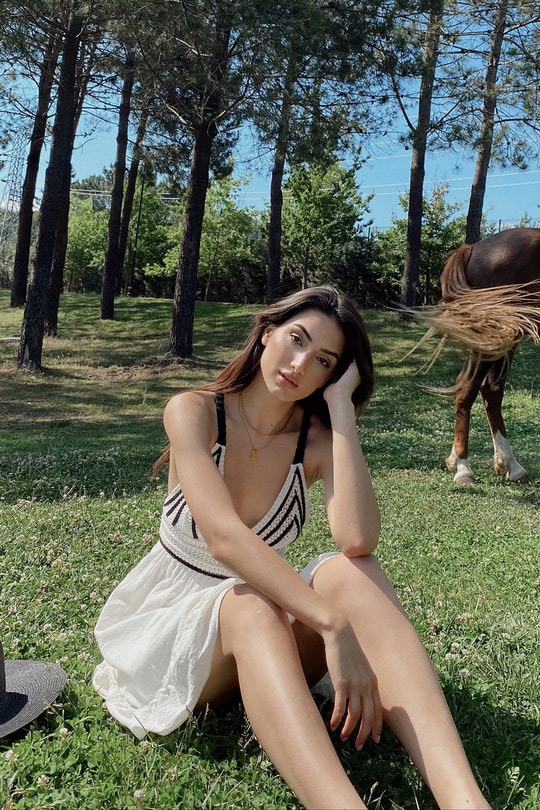 Şile Bezi Alaçatı Örme Elbise Beyaz